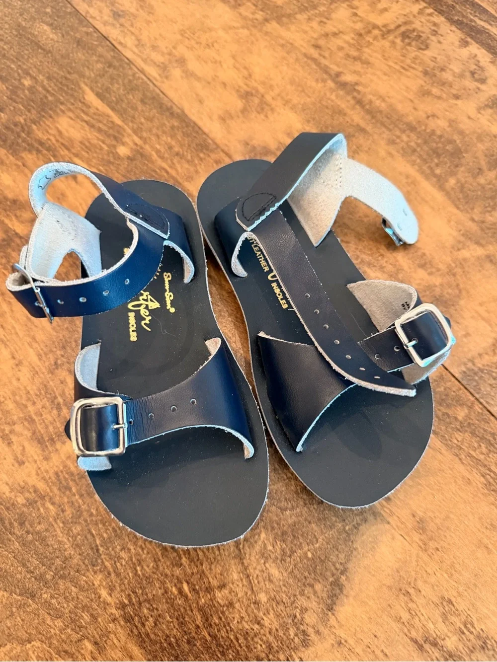Sun San Surfer Kids Navy Leather Buckle Sandals